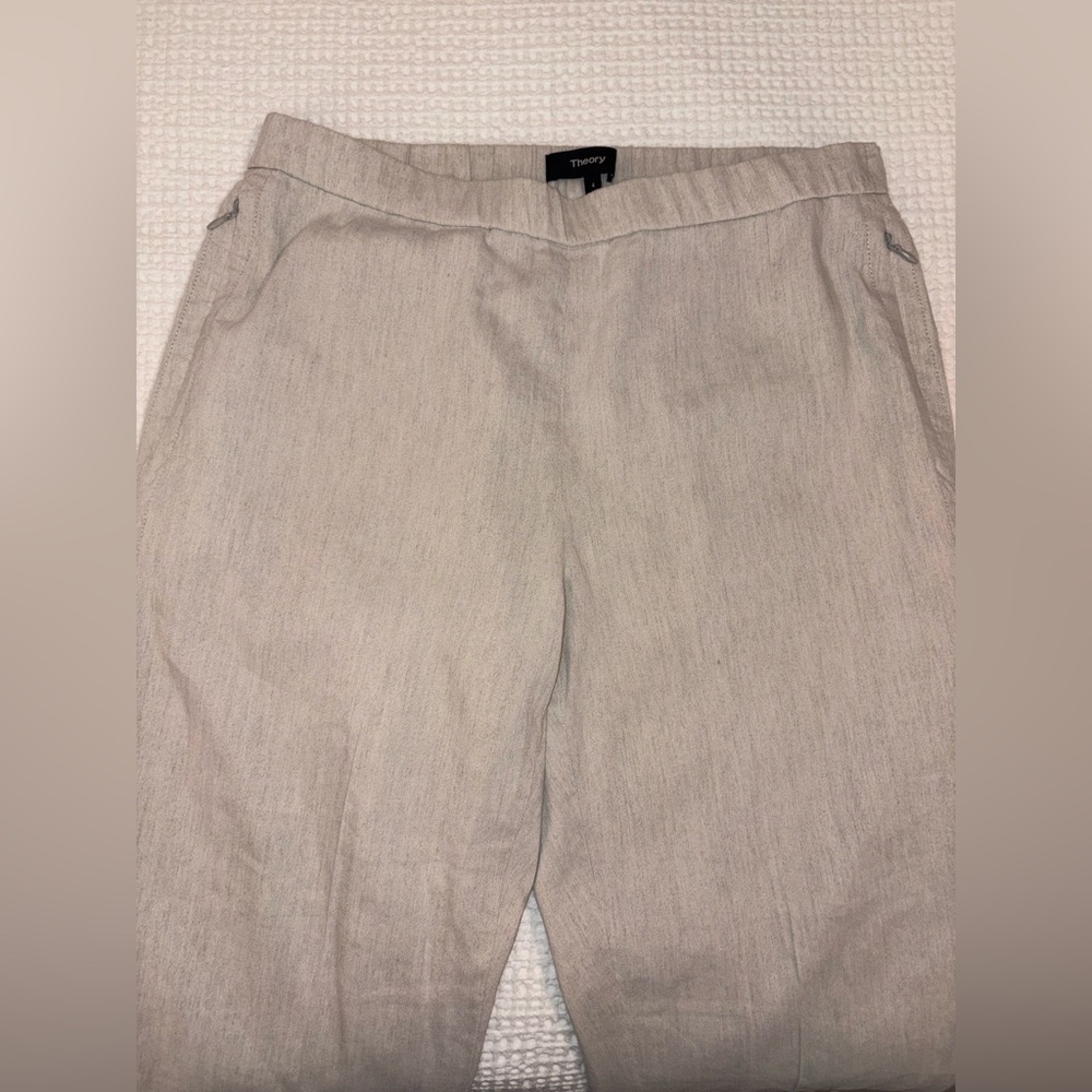 Theory Basic Pull On Pant Caliver Linen Blend Oat… - image 6